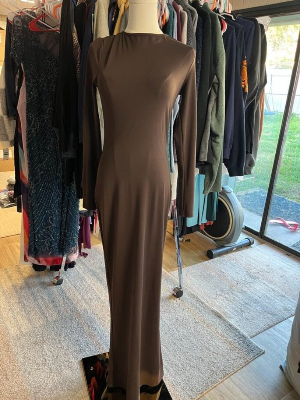 Missguided Coffee Brown Slinky Maxi Dress Size S - Picture 7 of 9